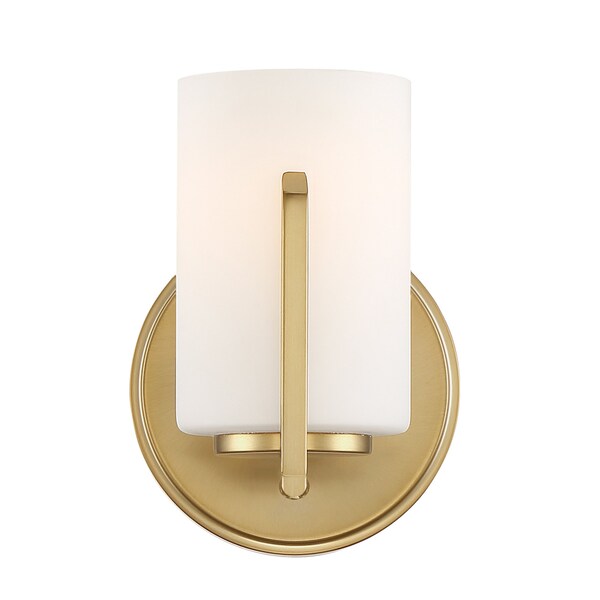 Designers Fountain Elara 5.25in 1-Light Brushed Gold Modern Indoor Vanity with Etched Glass Shade 93901-BG - main